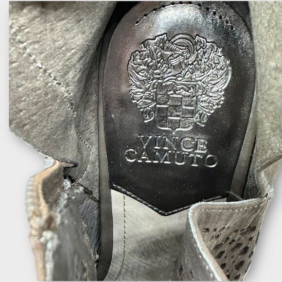 Vince Camuto Maizy Perforated Laser Cut Leather Ankle Booties Brown Size 10M/40 - Picture 10 of 15